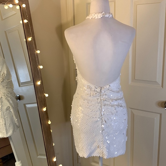 Ronny Kobo Jo Halter Sequin Ruched Open-Back Mini Dress - Picture 11 of 16